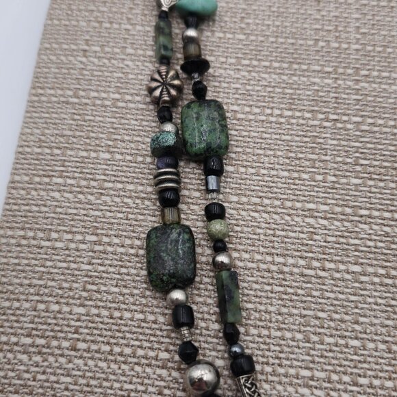 18 Inch Sterling Silver Handmade Various Stones Necklace B409 - Picture 3 of 7